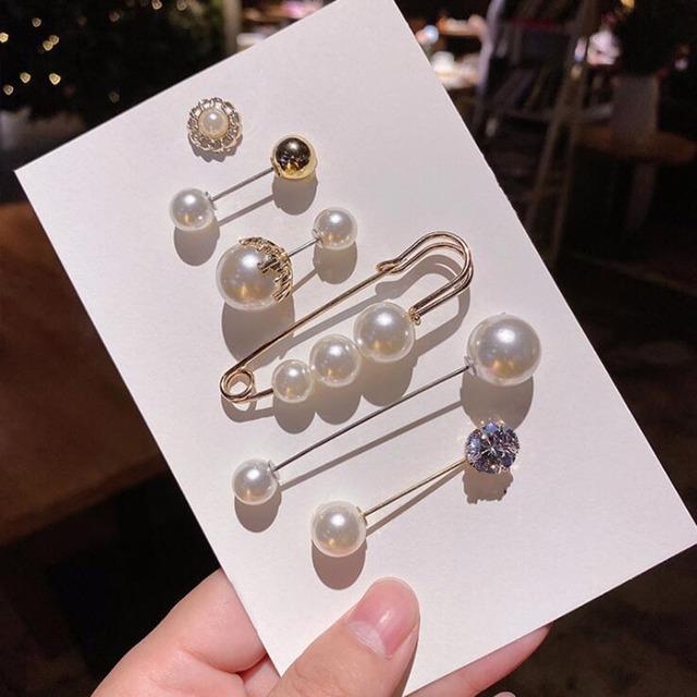 Pin Brooch Set Big Beads Stylish Stylish Clothing Brooches Pearl Lapel Pin Sweater Dress Pin Brooch Pins Badge Women Buckle AccessoriesFashion Jewelry