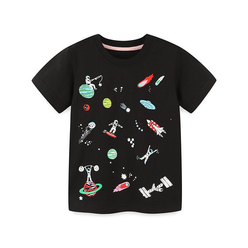 

Summer new style boys short-sleeved cartoon fashionable casual round neck top 100