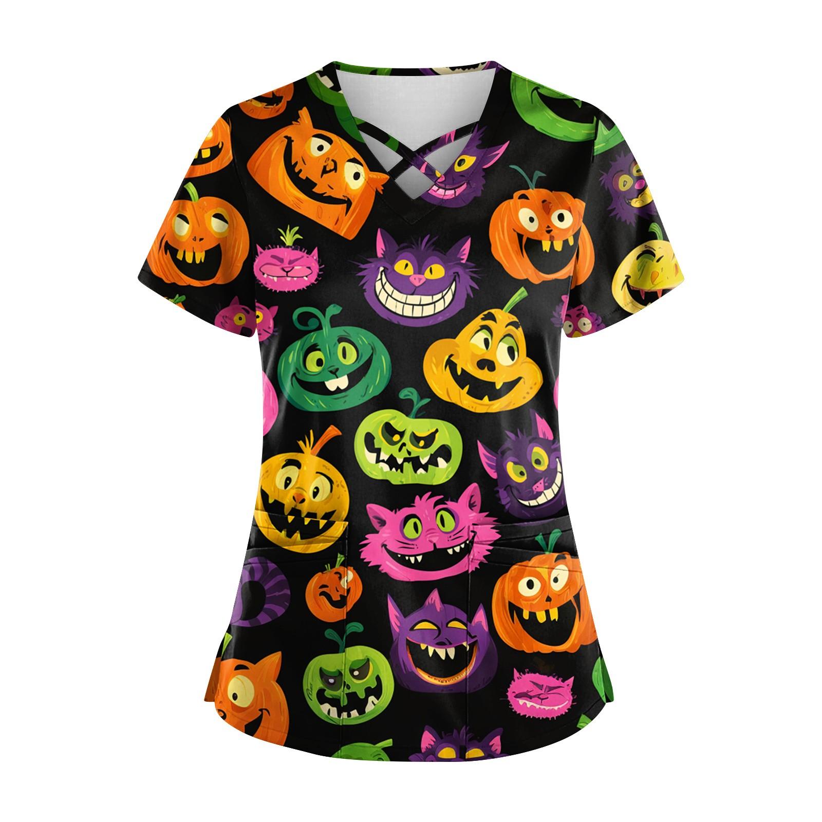 

Женский топ с коротким рукавом и V-образным вырезом, принтом и карманом Dry-nurse M шафрановый