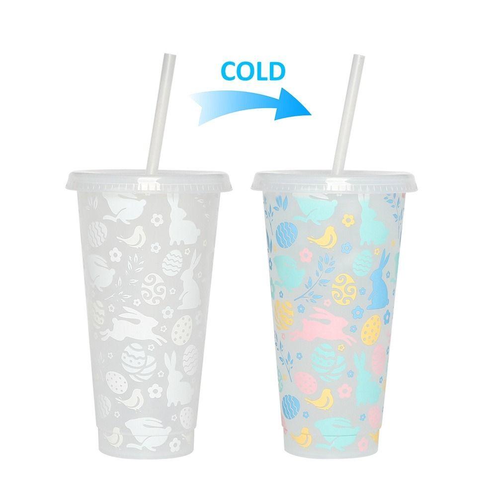 Discoloration Color Changing Cup Plastic Iced Coffee Cup New Cold Drink Cup Kitchen