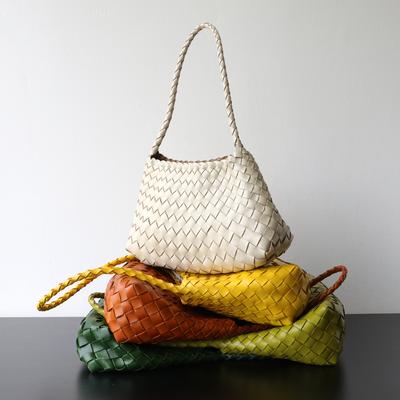 Xiaomin Leichte Luxus Handgestrickte Tasche Oberste Schicht Rindsleder Retro Stil Pflanzlich gegerbtes Leder Echtes Leder Handheld Unterarmtasche