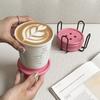 6-Piece Original Colorful Button Coaster Set with Cross-Shaped Iron Rack Coaster Holder Dopamine Round Wooden Coasters Exquisite Coffee Cup Holders