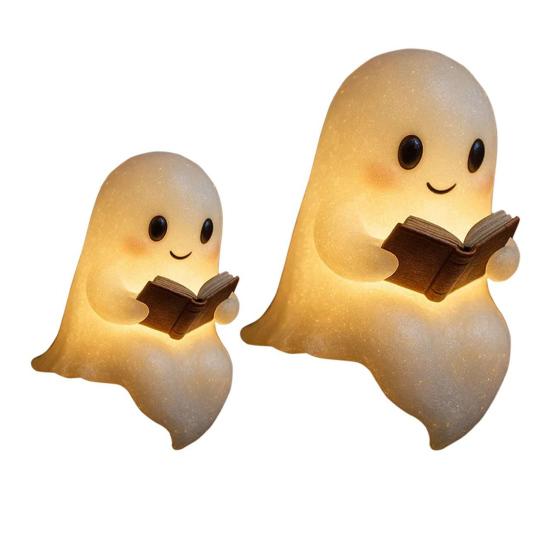 Halloween Ghost Night Light Reading Lamp Soft Warm Glow Battery Powered Cute Ghost Reading Book Lamp