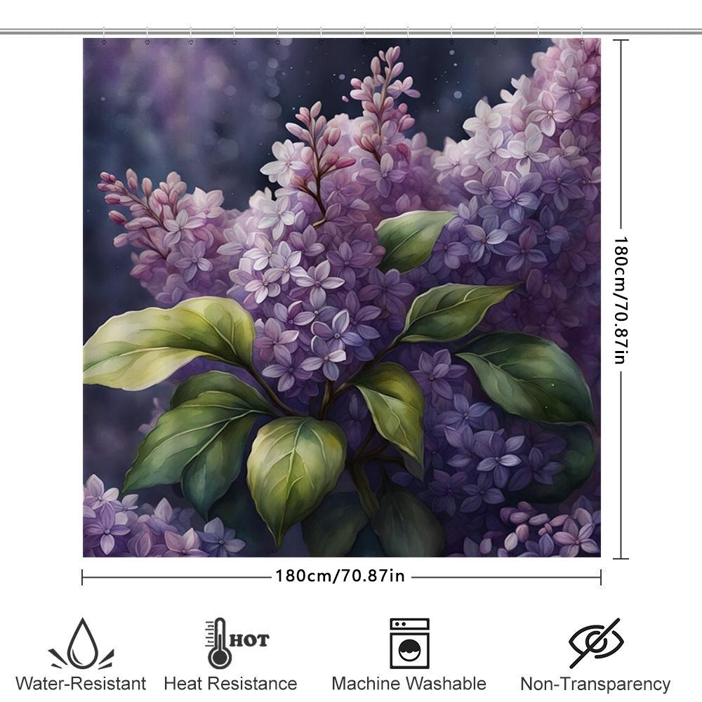 Purple Lilac Shower Curtain Lavender Flower Print Bathroom Decor 3D Digital Printing Waterproof Fabric Bath Rug Set Home Decorat