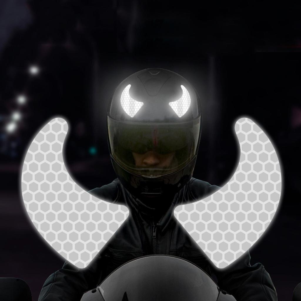 New Creative Waterproof Glasses Devil Horn Motorcycle Helmet Decal Night Warning Sign Reflective Sticker Exterior