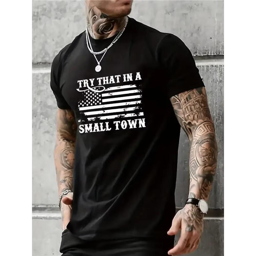 Plus Size T-Shirt Men's American Flag Printed T-Shirt Men's Fashion Cause and Effect T-Shirt Short Sleeve Top Men's Clothing