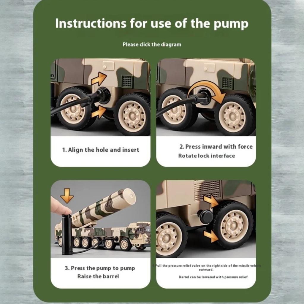 1/50 Scale Kids' Miniature DF-31 Missile Launcher Truck Model with LED Lights - Playful Military Display Toy for Boys & Collectors