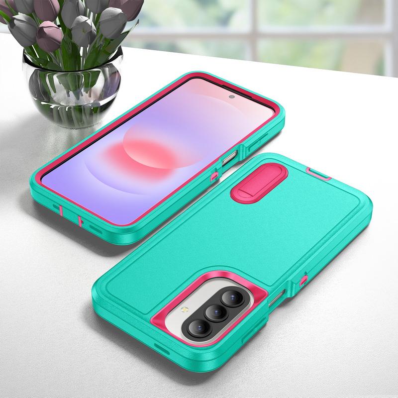 Candy Color Stand Phone Case For Samsung Galaxy S26 Ultra S25 FE S24 S23 Plus A17 A27 A37 A57 A15 A16 A36 A56 5G Hybrid 3in1 Shockproof Bumper Cover