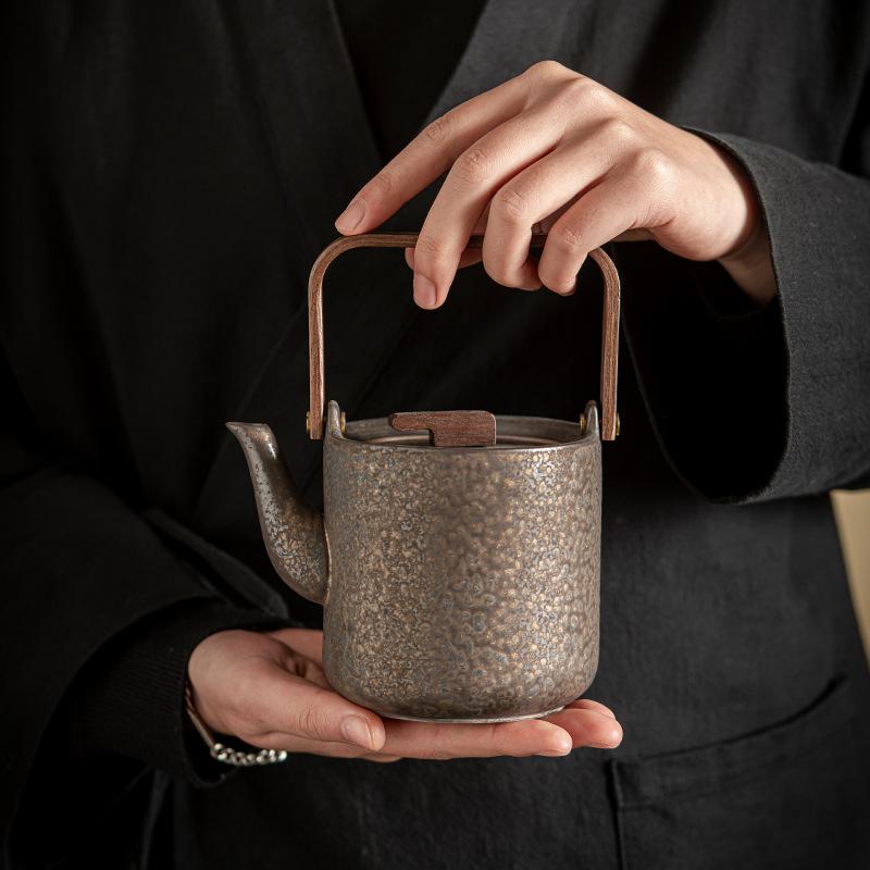 Keramik Vergoldet Eisenglasierter Balkentopf Teetasse Teeset Retro Teekanne Japanische Tasse Topf