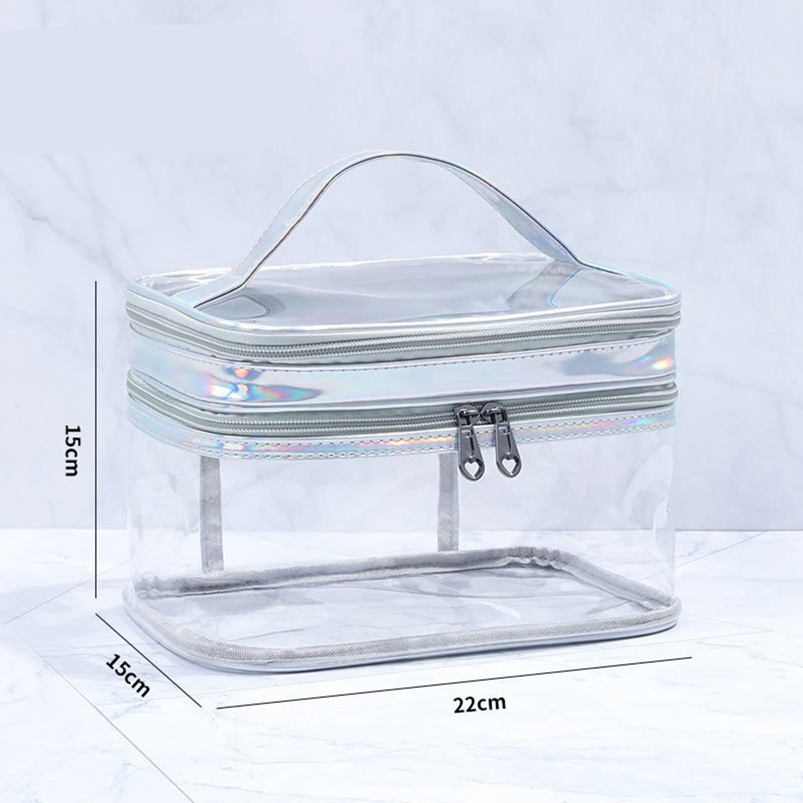Photos - Cosmetic Bag Ladies  Transparent Double Layer Waterproof High Capacity Toiletry Storage Bag for Travel Silver Grey white