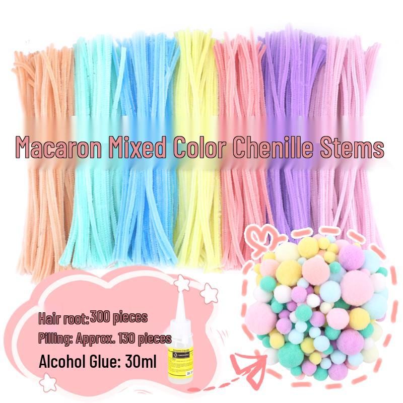Colorful DIY Chenille Pipe Cleaner Bouquet - Plush, Handmade Spring Craft Pack In Macaron Shades for Children