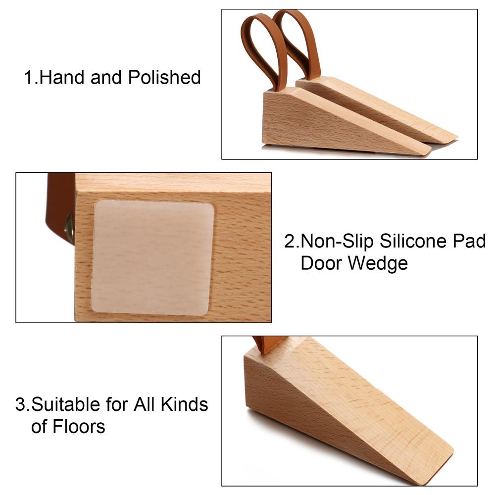 Durable Sturdy Non-Slip Door Stopper Soild Door Wedges Wooden