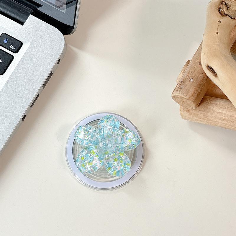 Color Sequins, Three-Dimensional Flowers, Mobile Phone Airbag Holder, Magnetic Telescopic Ring, Suitable For Magsafe Desktop Watching Dramas