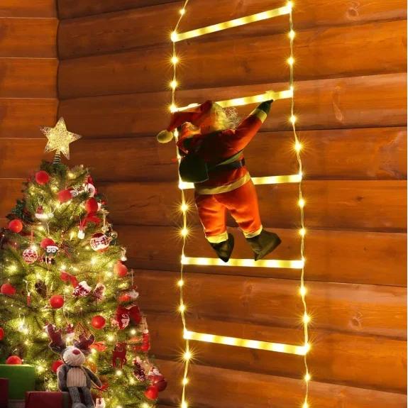 3M Santa Claus Climbing Ladder Warm Light Christmas Decoration Home Outdoor Garden Cristmas Tree Ornement New Year Gift