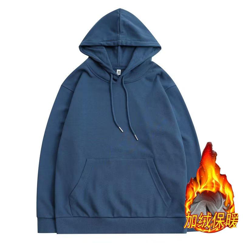 Roupas de outono e inverno masculinas e femininas veludo placa em branco impressão de placa de impressão jaqueta de estudante T-shirt de manga comprida para casal suéter com capuz cor sólida