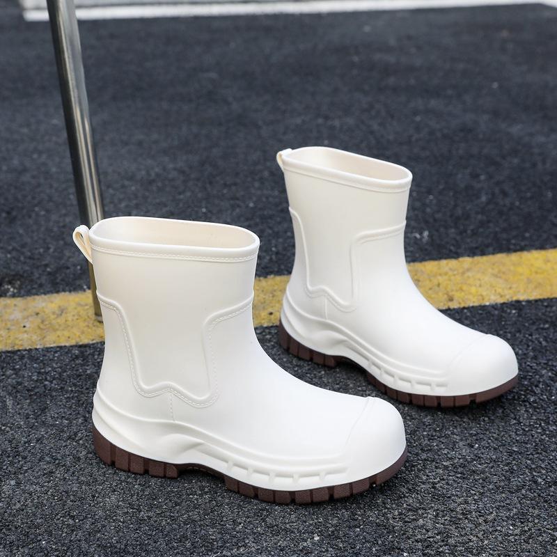 

Rain shoes women s short tube new outdoor non-slip water shoes platform water boots fleece rubber shoes short bundle rain boots 40
