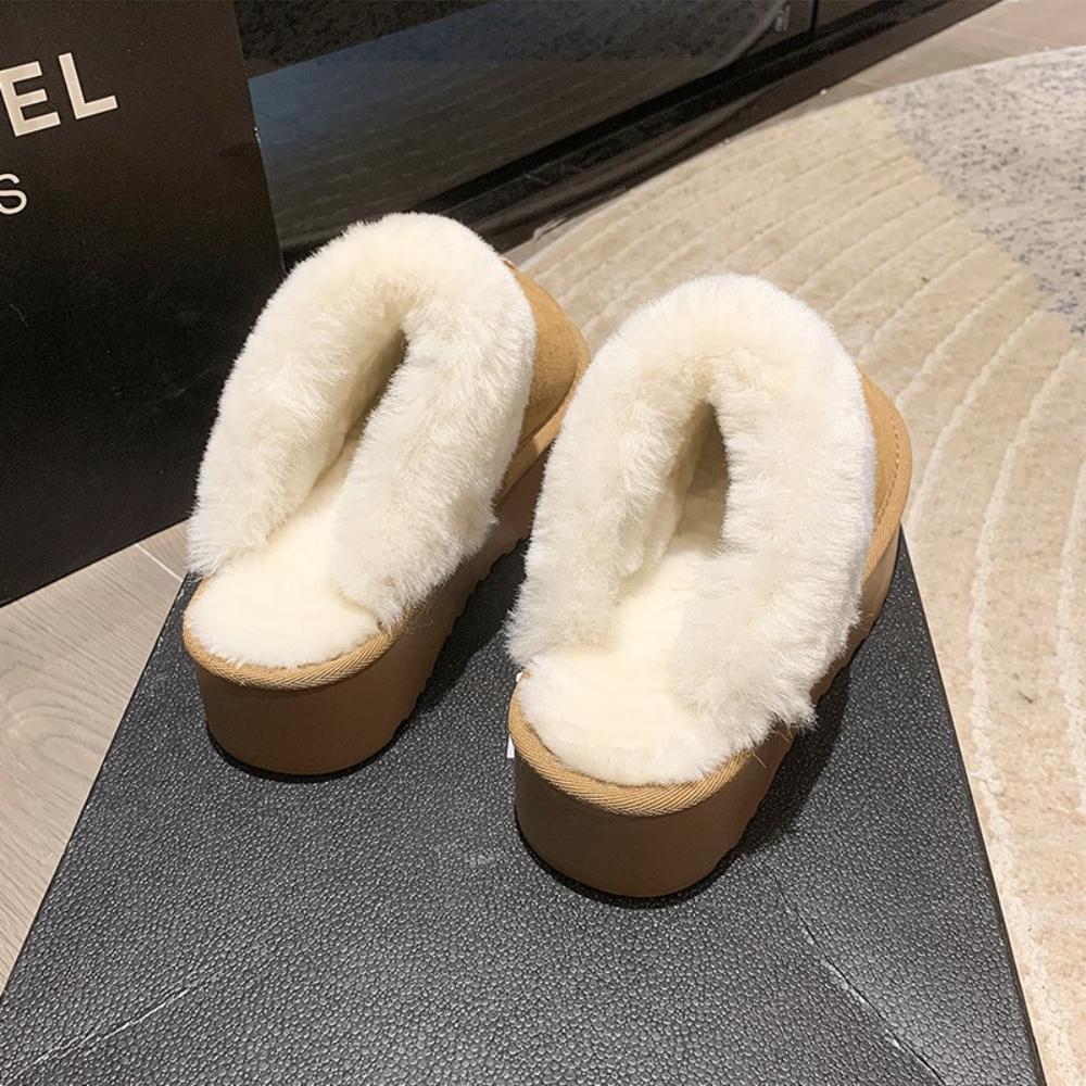 Fashion Women's Winter Fluffy Slippers Fur House Slippers for Women Platform Furry Living Room Shoes Female Thick Warm Floor Sandals