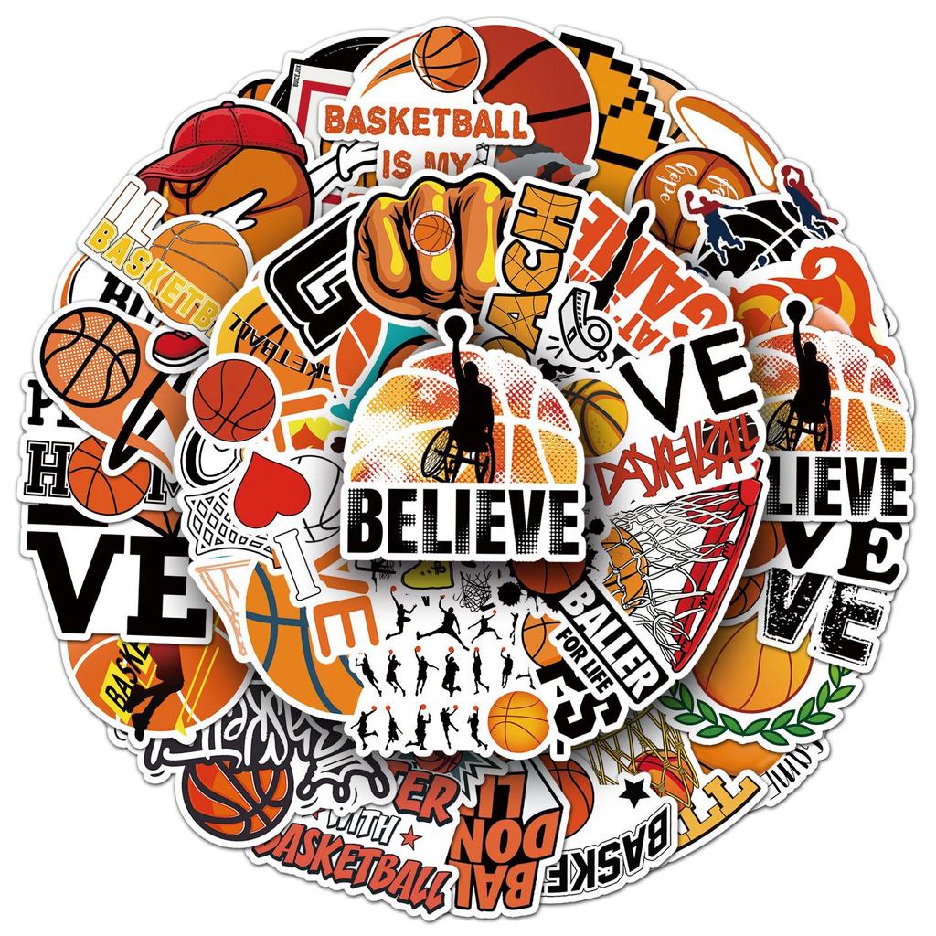 50 Basketball Waterproof Stickers for Notebooks, Planners, Luggage