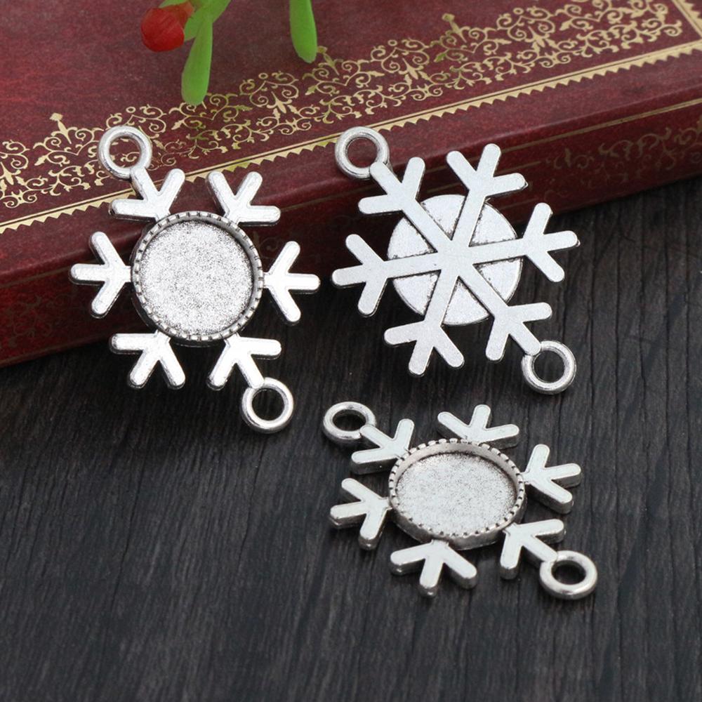 20pcs 12mm Inner Size Antique bronze Black Silver Plated Fashion Style Cabochon Base Cameo Setting Charms Pendant