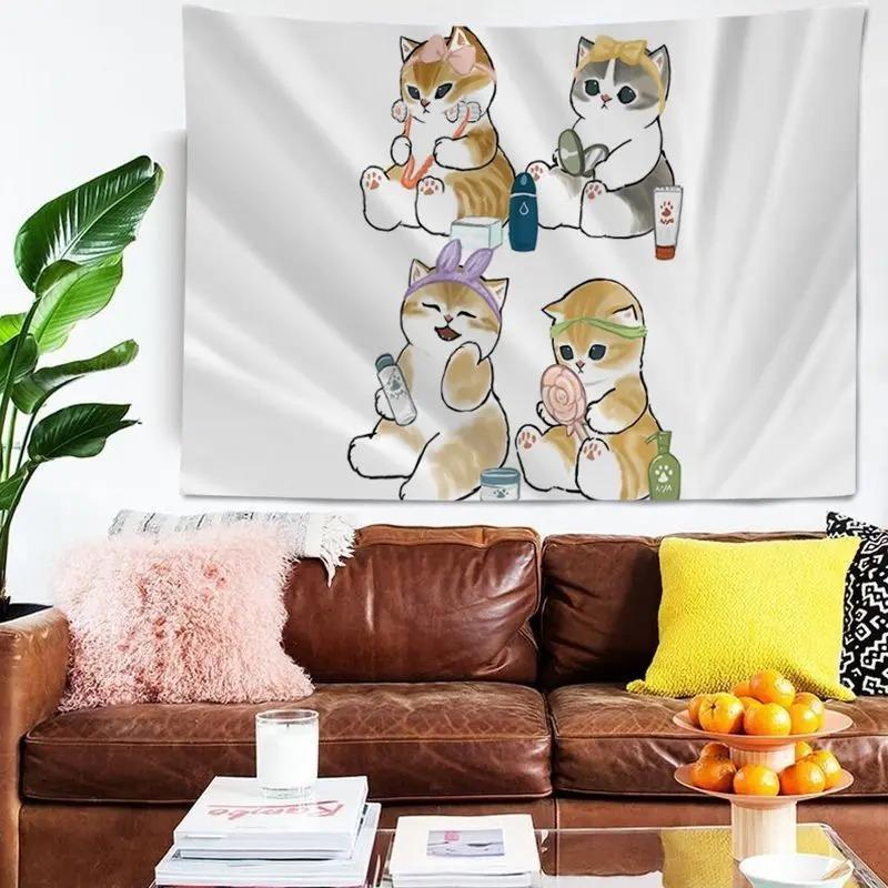 

Гобелен для офиса, гостиной, гобелен с изображением мультяшного кота, гобелен для украшения стен дома 100x75cm