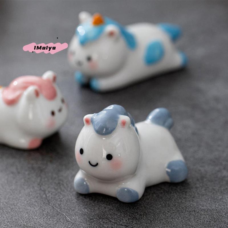 Cute Ceramic Horse Chopstick Rest Rack with Spoon Fork Knife Stand - Flatware Organizer Kitchen Table Decor for Horse Year