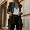 Women Pant Coat Shiny Sequin Formal Commute Style Solid Color Cardigan Long Seeve