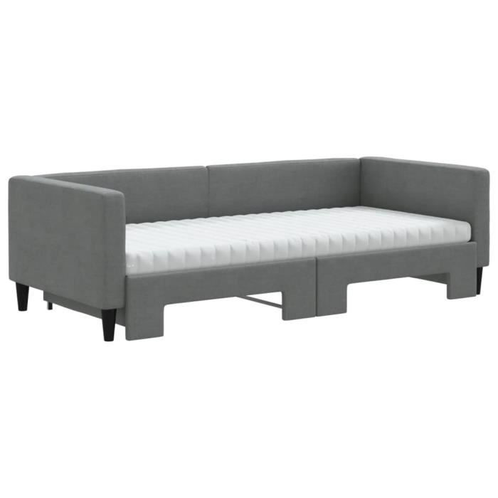 VidaXL Daybed with Trundle and Mattress Dark Grey 90x190 Cm Fabric 3196607