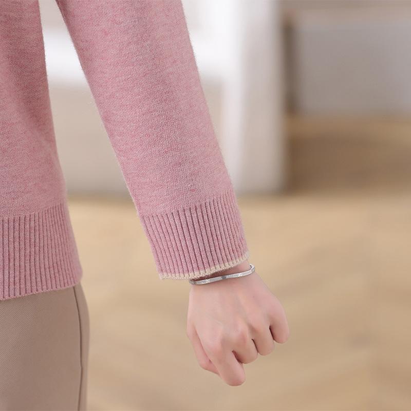 Winter Velvet Sweater: Versatile Long Sleeve Knitwear for Middle-Aged & Elderly Women