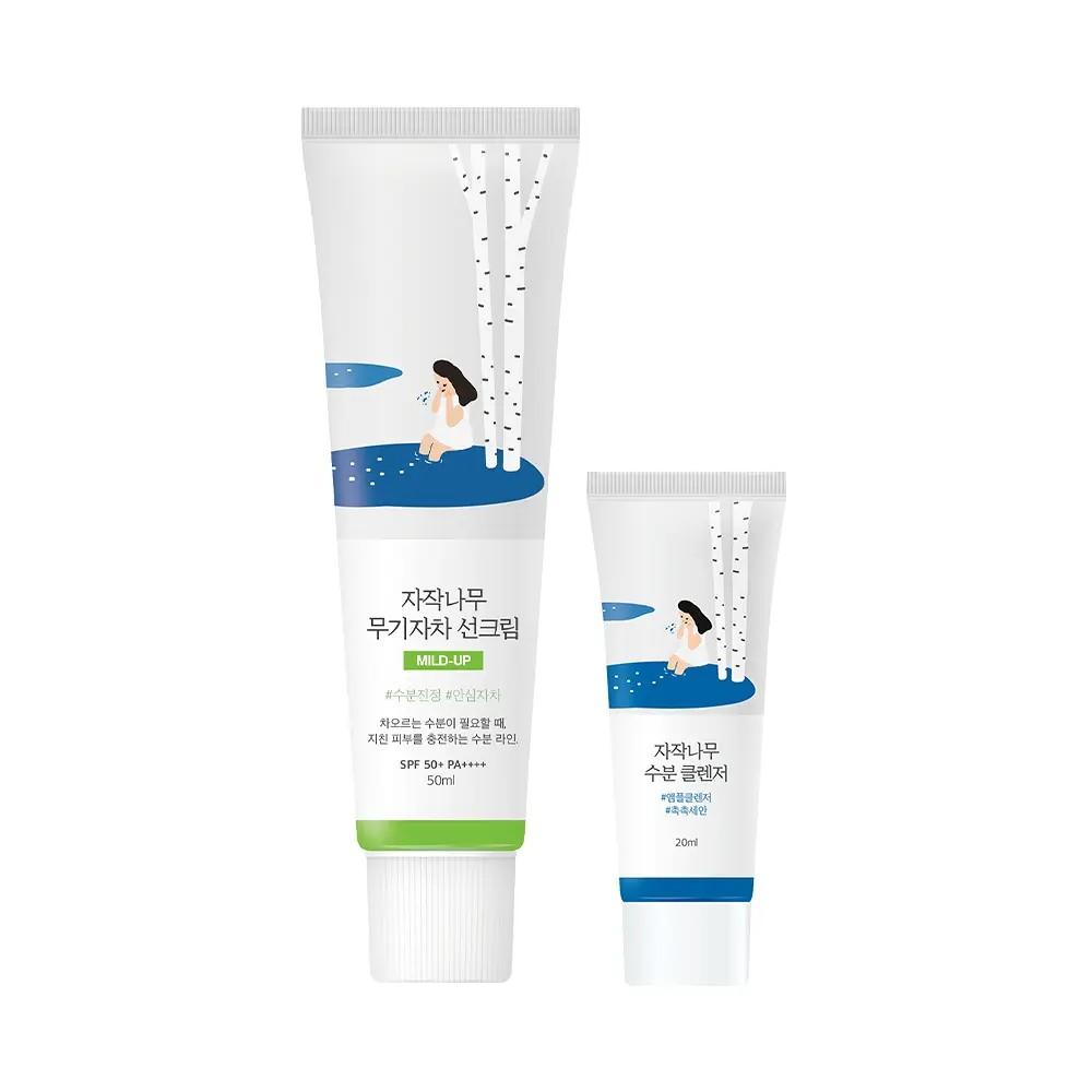 ROUND LAB Birch Juice Mineral Sunscreen SPF50+ PA++++ Zinc Oxide Physical Sunscreen 50ml Set