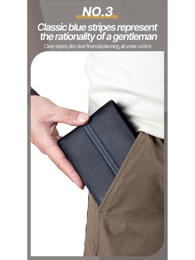 Herren Top Layer Rindsleder Gestreifte Brieftasche - Perfektes Geschenk für Vater, Ehemann oder Freund zum Geburtstag