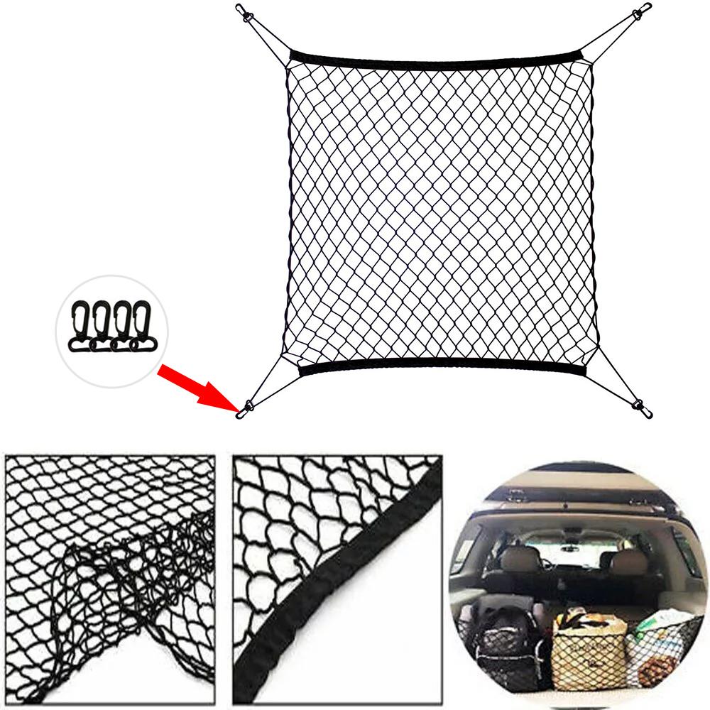 Universal Nylon Car Rear Cargo Net Trunk Storage Organizer Net Auto Trunk Luggage Storage Cargo Organiser Nylon Elastic Mesh Net