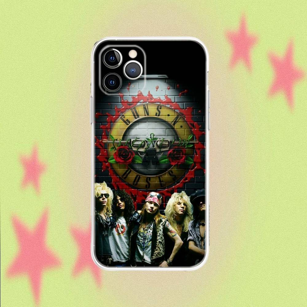 

G-Guns N Roses Band For iPhone 17,16,15,14,13,12,11,Air,X,XR,Pro,Max,Plus Transparent Non-Slip Cover iPhone15