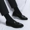 Men's Shoes Large Size 48 Casual Matte Leather Shoes Fashionable Fringed Loafers Trendy One-pedal Lazy Leather Shoes
