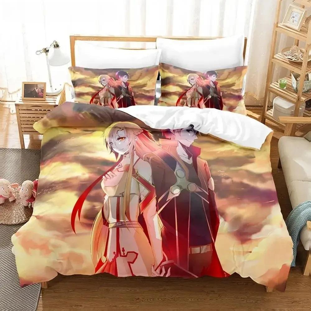 3D Print Sword Art Online Bedding Set Polyester Quilt Cover Pillowcases Queen King for Kids Gift Duvet Cover Sets