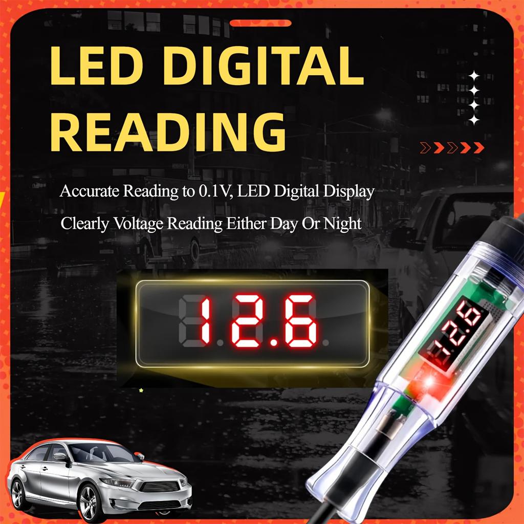 6V 12V 24V Car Truck Voltage Circuit Tester Digital LED Probe Test Pen Auto Diagnostic Repair Tool with Measuring Function