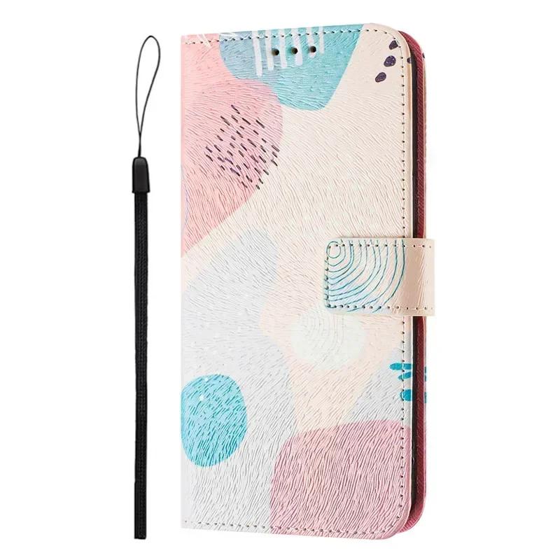 A22 Leather Phone Case For Samsung Galaxy A22 A32 A12 A42 A52 4G A72 A52s 5G Flip Cover Wallet Magnetic Painted Cases Cat Flower