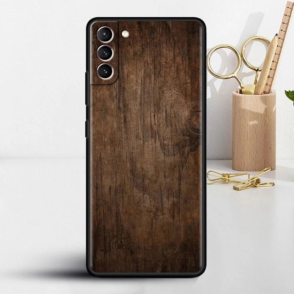 Geschnitzte Holzhülle für Samsung Galaxy S22 S20 FE S21 S23 Plus S10 Lite S9 S8 S10e Note 20 10 Lite Silikon-Handyhülle