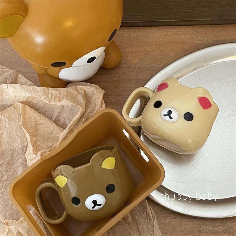 Chubbybaby Rilakkuma Cartoon Mouthwash Cup Cute Chubby Bear Plastic Toothbrush Cup Kawaii For Kid Couples Bathroom Daily Washing