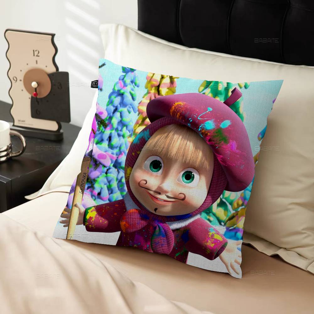 M-Masha And B-Bears Personalized Picture Text Home Decorative Pillows Household Gifts 45x45cm