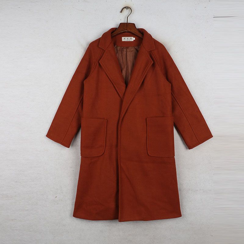 

Sunshine House Autumn and Winter New Arrival K-style Women s Clothing Long 100 Woolen Woolen Outwear Thick Cardigan Coat Dark brown Bust size 96