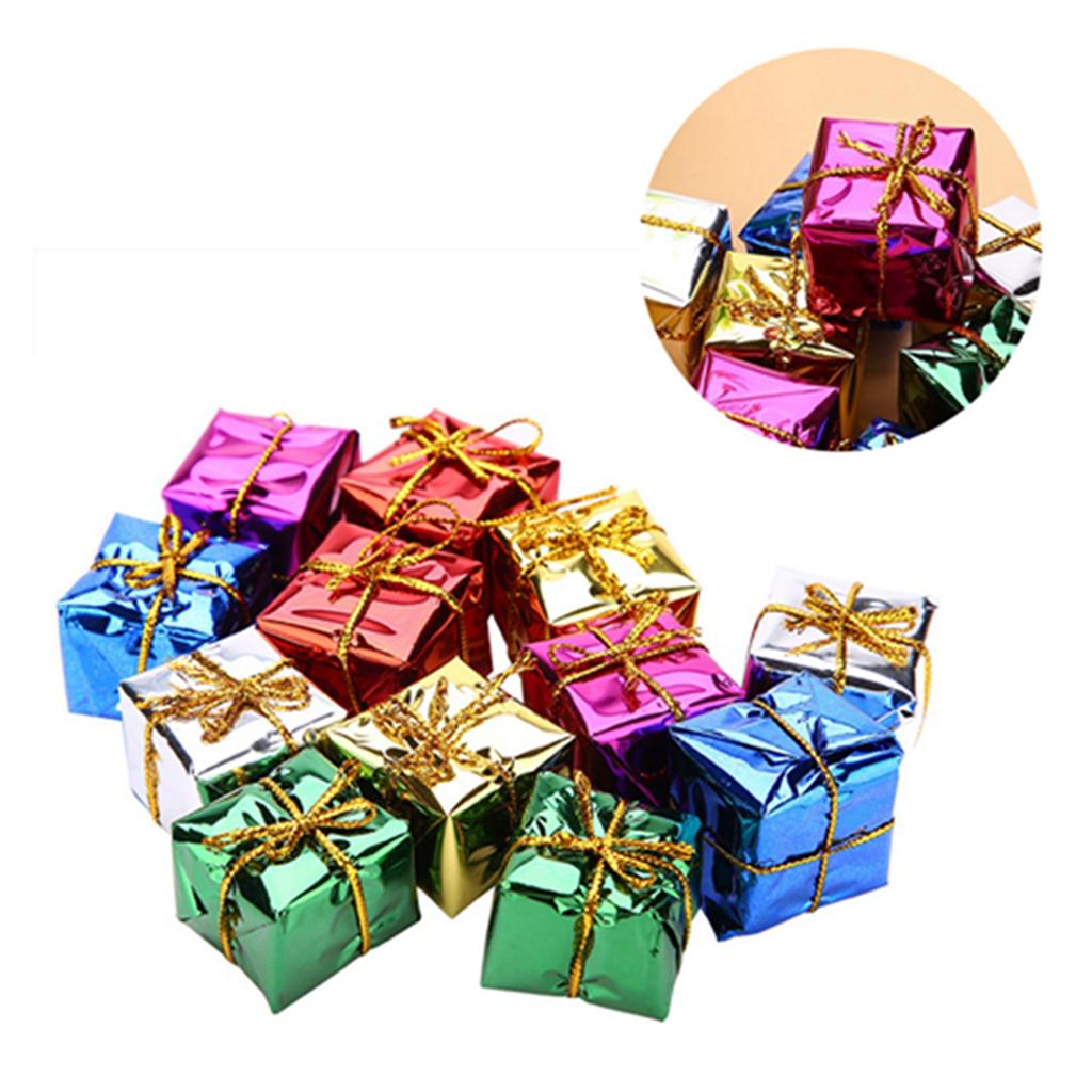 12PCS Gift Box Pendant Hanging Ornament for Christmas Tree Xmas Parties Decor