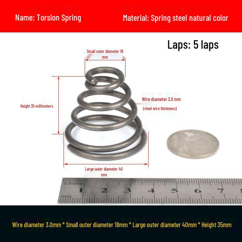 Stainless Steel 304 Conical Spring, 0.2-3.0mm Diameter for Battery Touch Towers