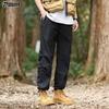 POUM Men's Quick-Dry Hiking Pants, Spring And Summer Style, American Trendy Ice Silk Sports Cargo Pants YM16 Black L