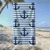 Classic Anchor & Horizontal Stripe Pattern Beach Towel, Soft Durable Quick-Drying, Ideal For Summer Beach, Swimming & Camping