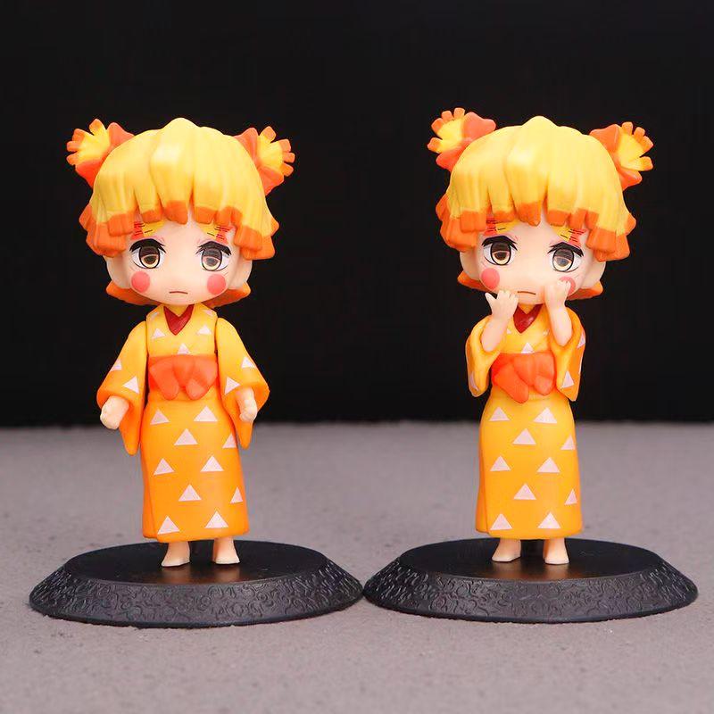 6Pcs/Set Anime  Figure Kimono Tanjirou Zenitsu Kawaii Figure Model Toys Decoration Doll Gift