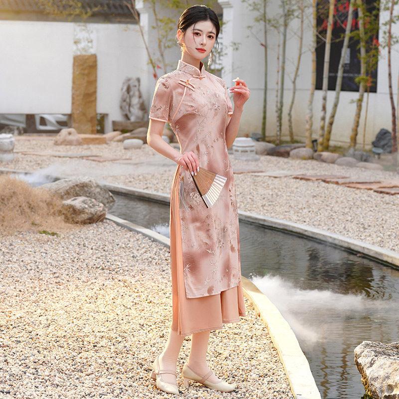 Skinny National Style New Chinese Aodai Daily Suzhou Improved Cheongsam 1011 New Women's High-end Dress Summer