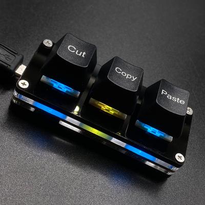 BTXETUEL Mini 3 Keys Cut Copy Paste Keyboard Ctrl X C V Shortcut One Hand Keyboard RGB Macro Pad Gaming Mechanical Keyboard OSU Keypad Programmable
