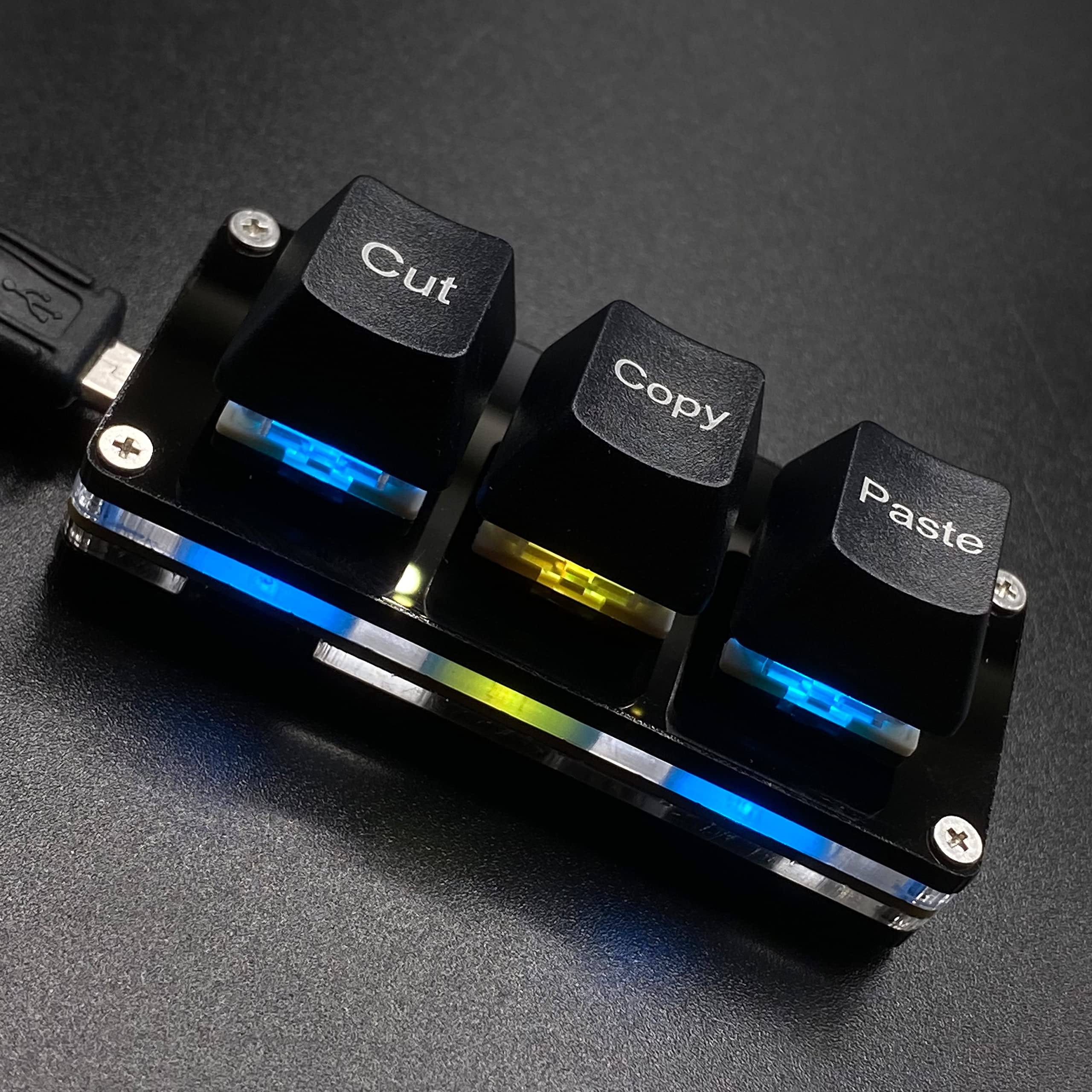

BTXETUEL Mini 3 клавіші Вирізати Копіювати Вставити Клавіатура Ctrl XCV Комбінація клавіш Одноручна клавіатура RGB Macro Pad Ігрова механічна клавіатура Клавіатура OSU Програмована чорний