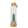 Crystal Stone Energy Pillar Glass Water Cup Bamboo Cap Natural Crystal Set Glass Cup