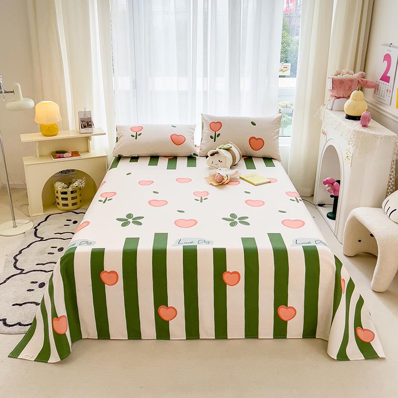 Soft Cotton Thick Cartoon Dog Bed Sheet Set, Adults Kids Teens Bedroom Colorful Lines Bedding Set, Flat Sheet with 2 Pillowcases